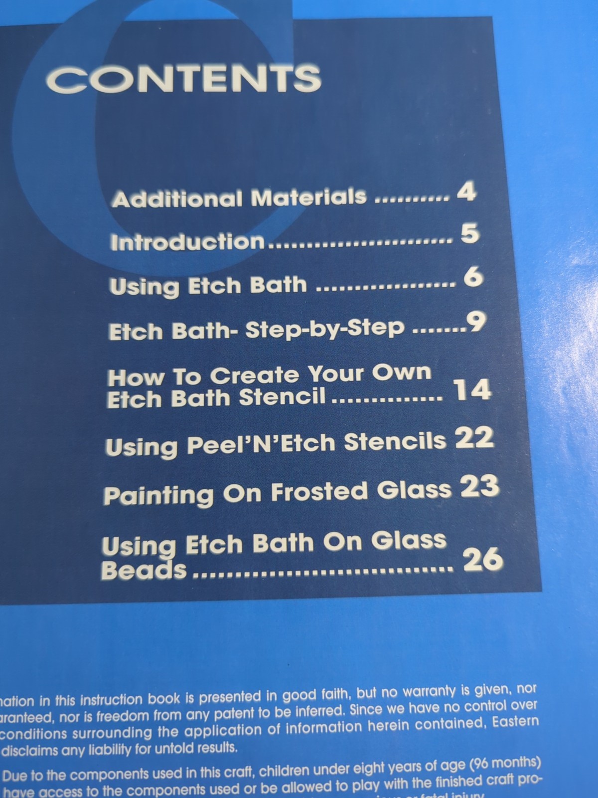 Etch Bath Glass Dipping Solution PB Book with Complete Instructions 26 Pages