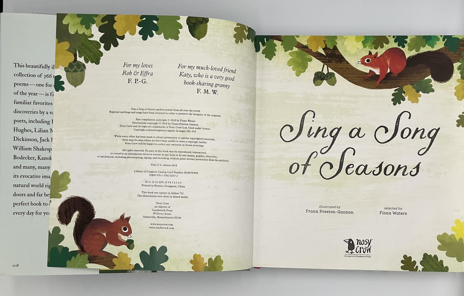 Sing A Song Of Seasons Fiona Waters Nosy Crow HC Multicolor 2018 China