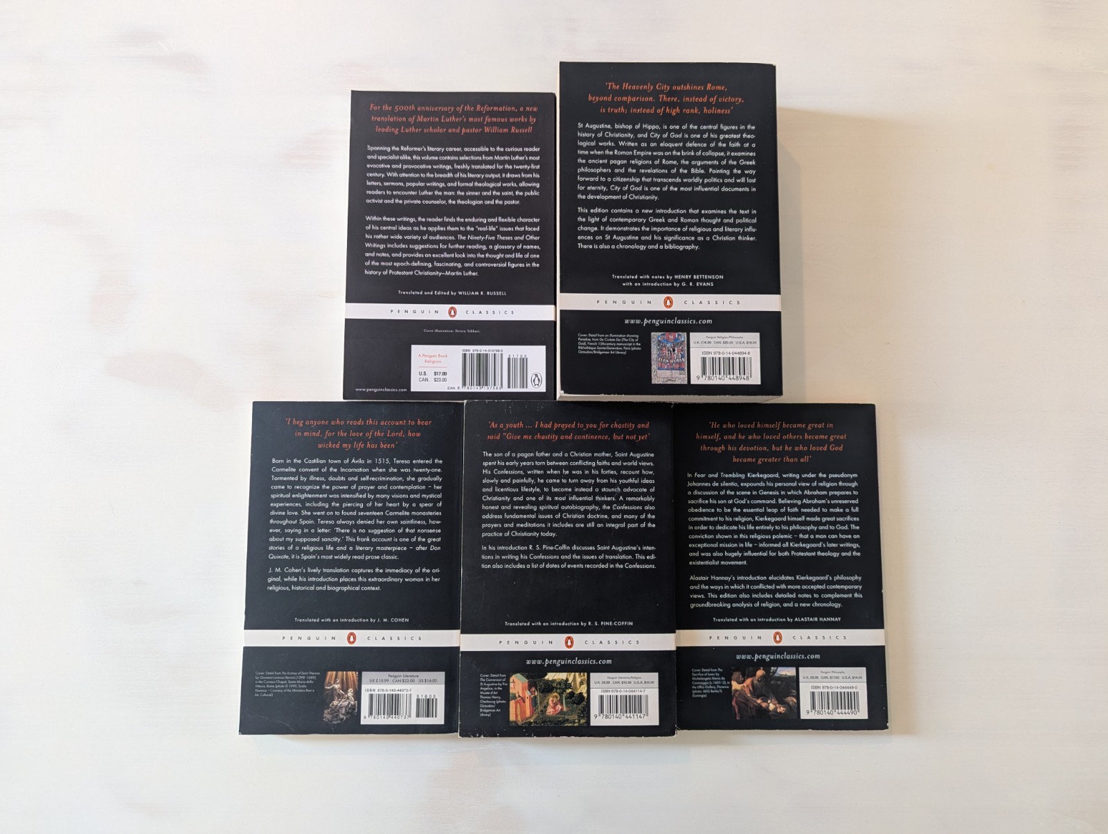 Lot of 5 Penguin Classics Books Christian Theology Religion Augustine Luther