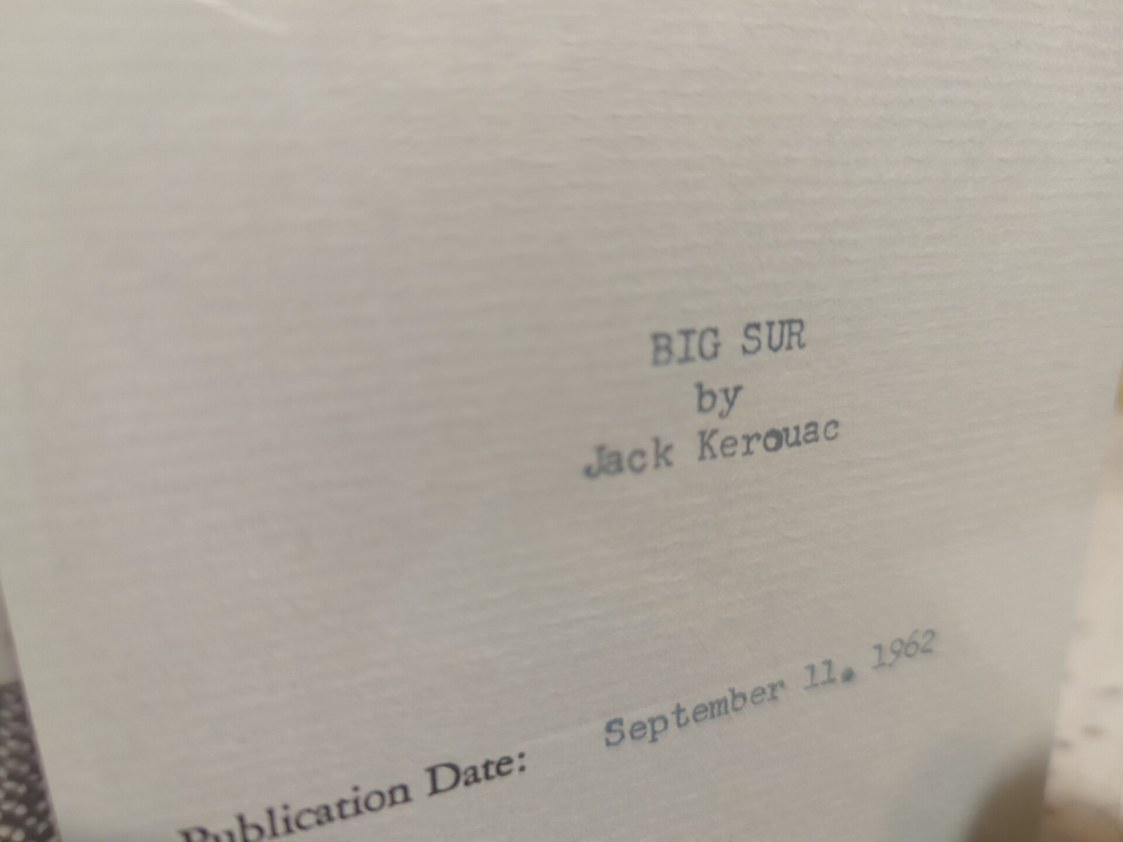 Jack Kerouac Big Sur 1st Printing Review Copy HCDJ w/Hand Typed Review Slip 1962
