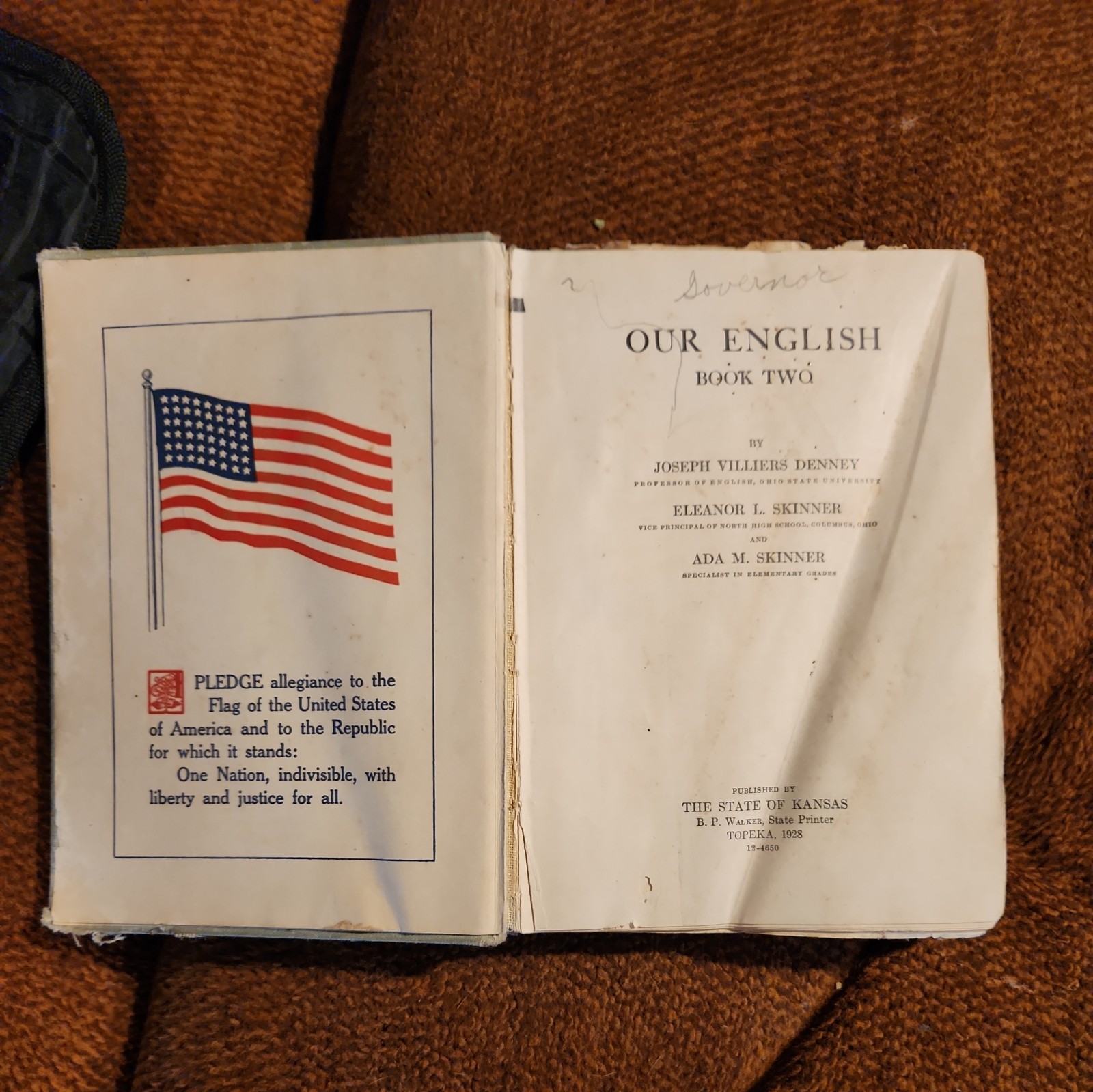 1910’s English Lessons Antique Textbook 1914 Kansas