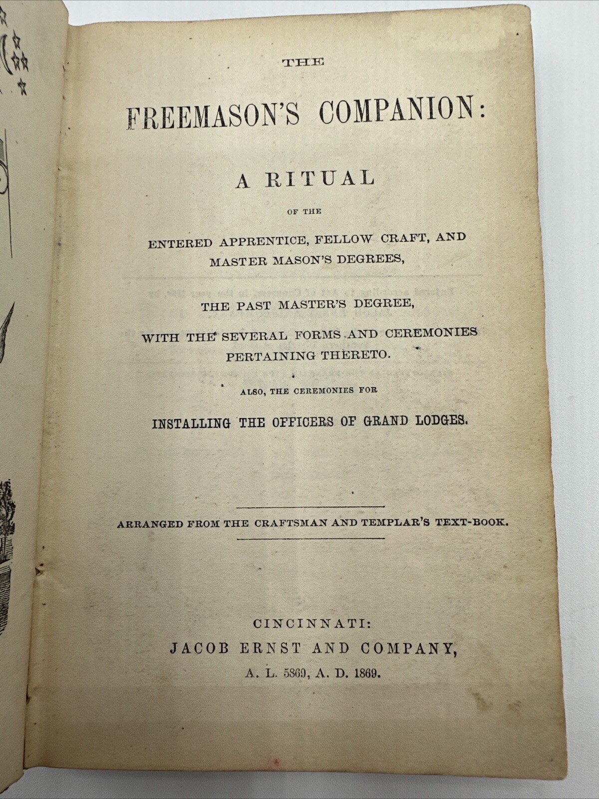 The Freemason’s Companion 1869 Rare A Ritual Entered Apprentice Freemasonry