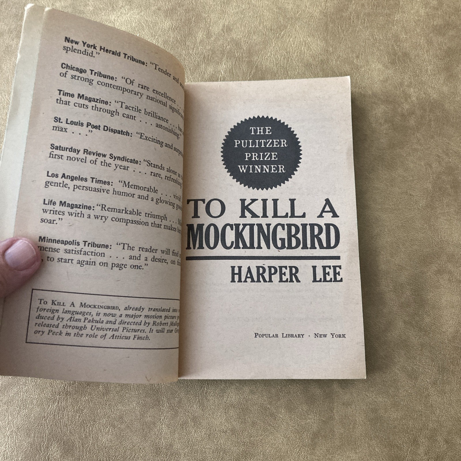 To Kill a Mockingbird by Harper Lee 1962 Popular Library M2000 Paperback