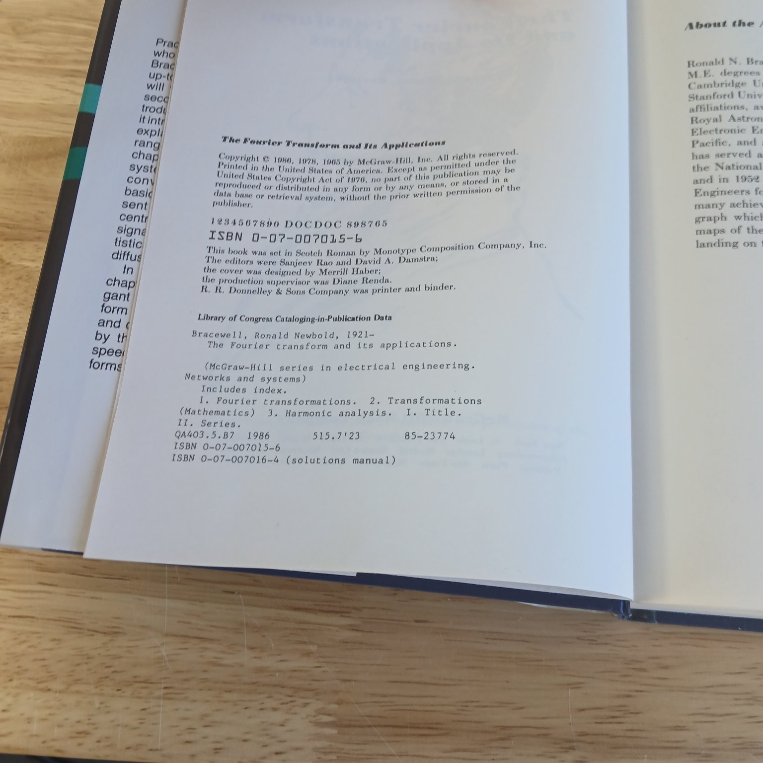 The Fourier Transform & Its Applications Ronald Bracewell 1986 Second Edition