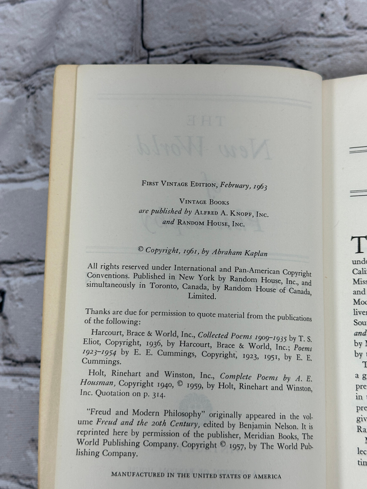 The New World of Philosophy by Abraham Kaplan [1st Vintage Edition · 1963]