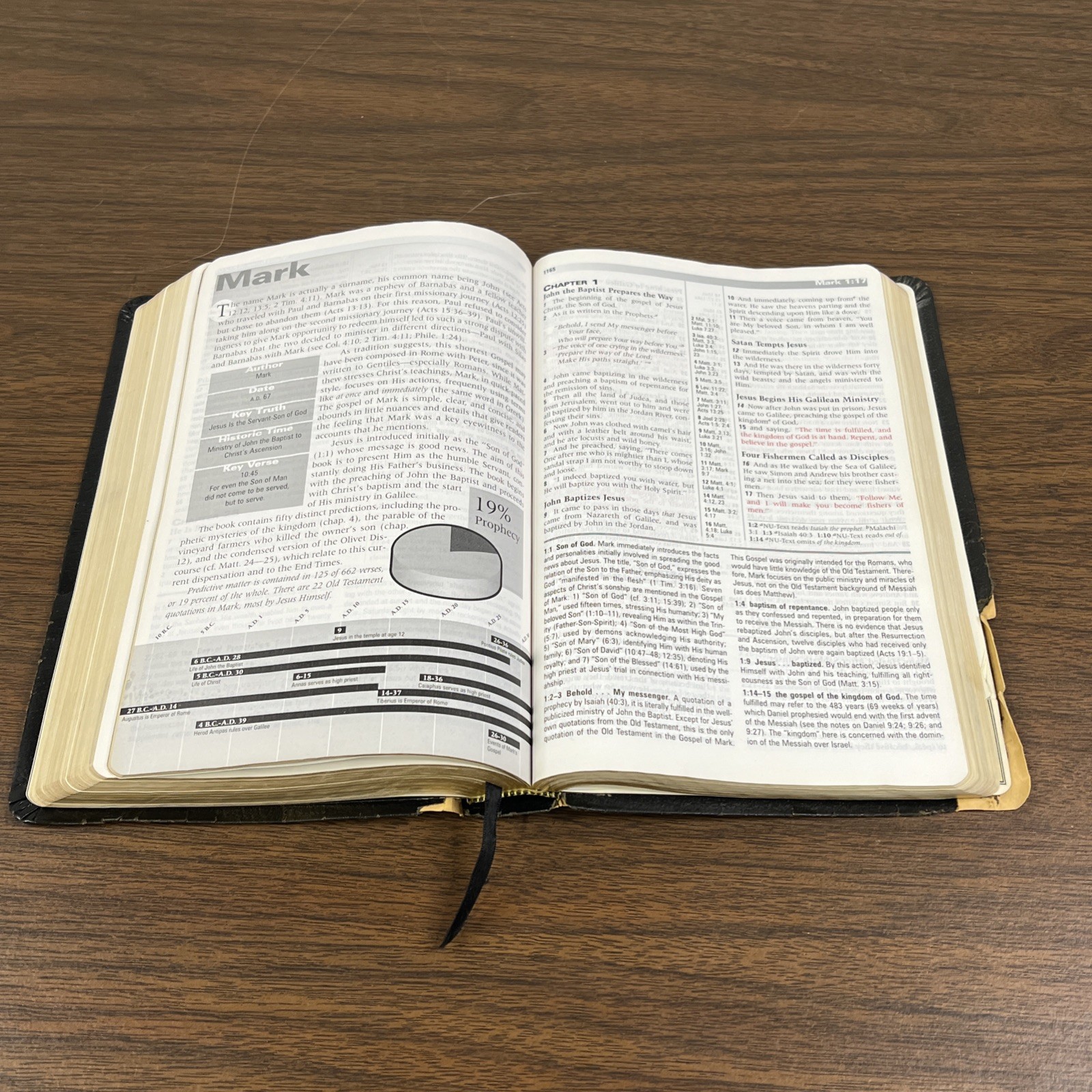 Tim LaHaye Prophecy Study Bible NKJV Leather Black Red Letter 2001 (Worn Cover)