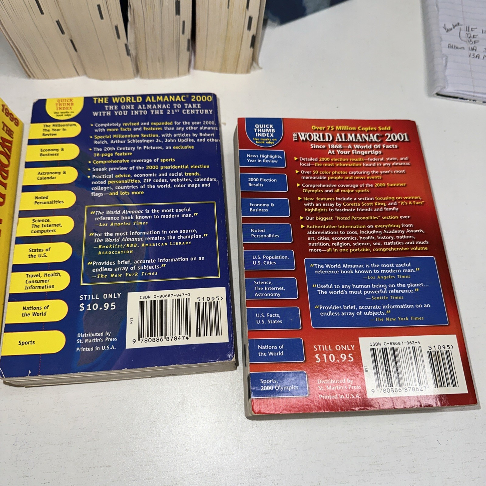 The World Almanac and Book of Facts 8 Book Lot 1998-2006- Paperback