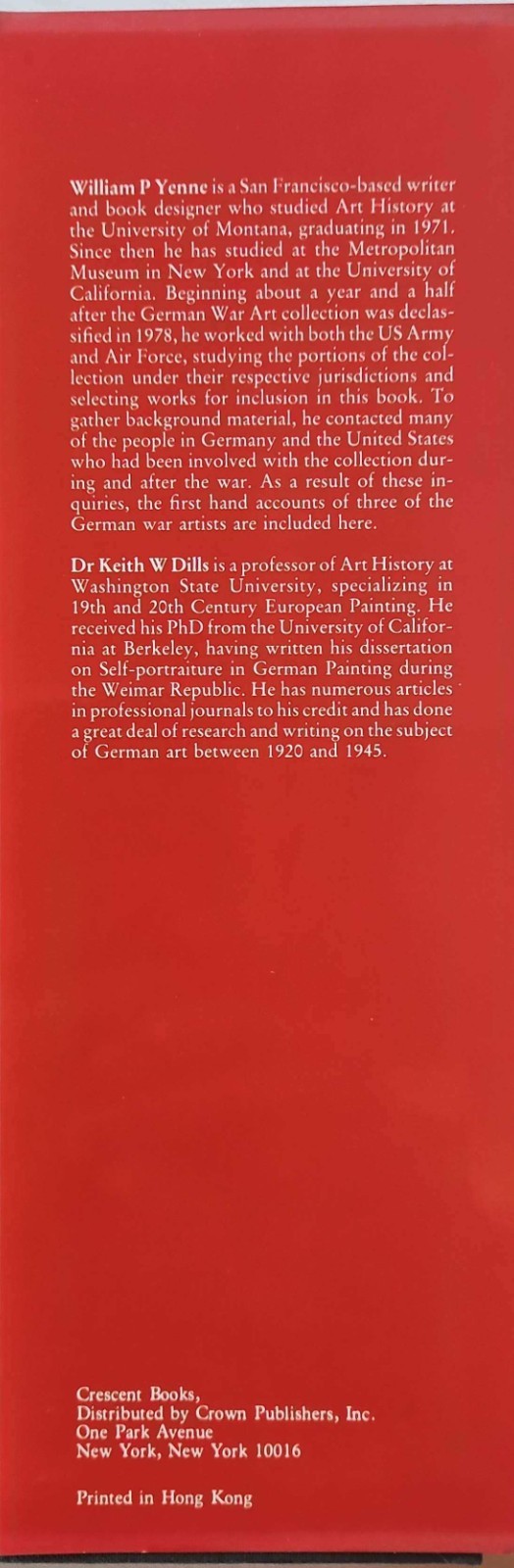 GERMAN WAR ART 1939-1945 WWII Book William P Yenne Dr Keith W Dills HC 1983 VTG