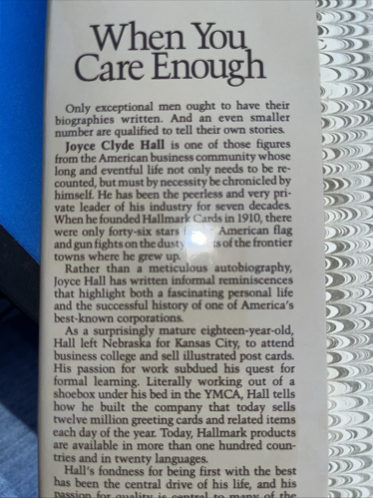 WHEN YOU CARE ENOUGH BY JOYCE C. HALL 1st ED. HC DJ 1979 EUC