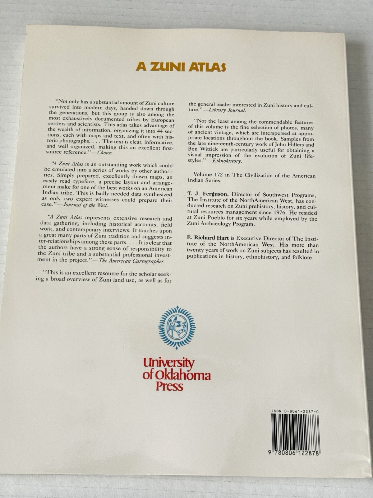 A ZUNI ATLAS by T. J. Ferguson and E. Richard Hart Soft Cover Book