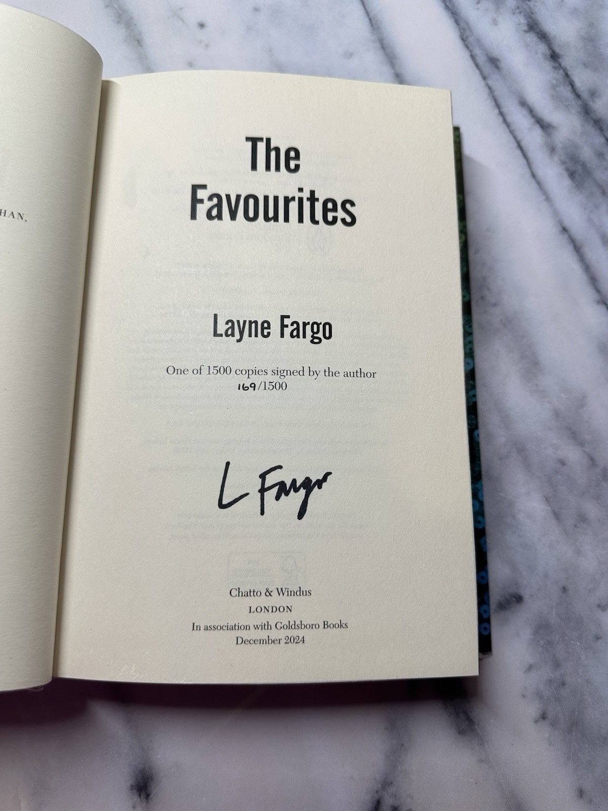 GOLDSBORO The Favorites : A Novel by Layne Fargo (2025,) Special Edition