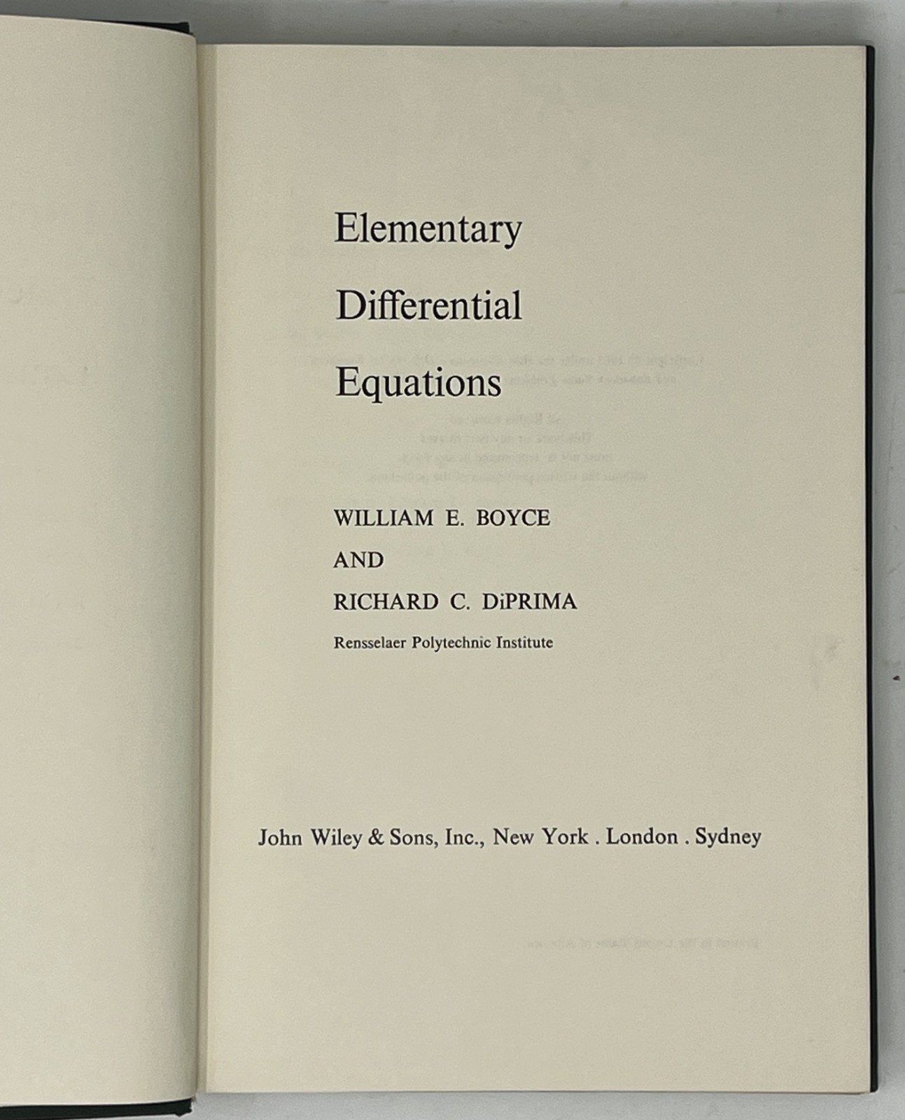 VTG Elementary Differential Equations by Boyce & DiPrima – 1965 HC John Wiley