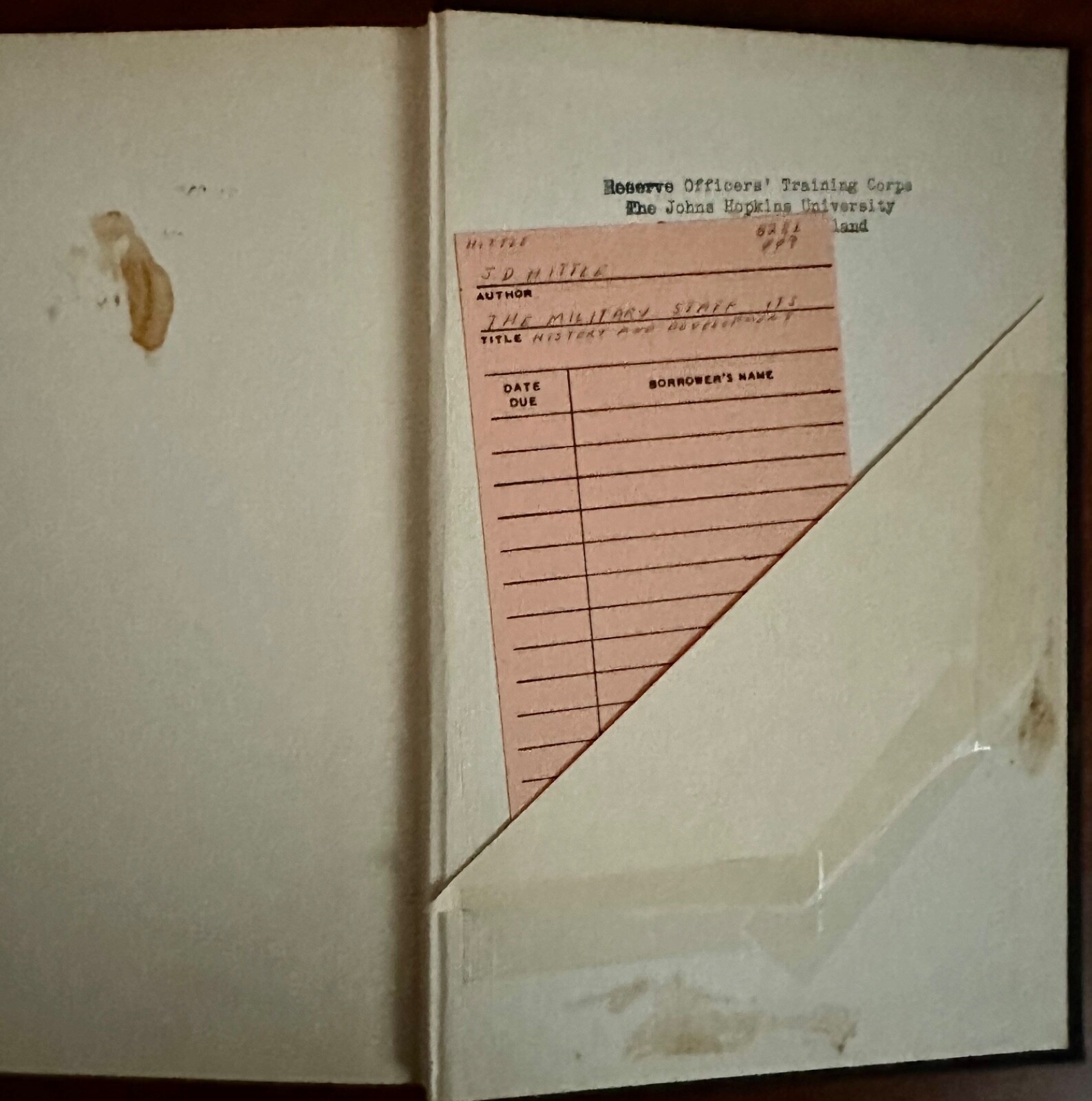 THE MILITARY STAFF: Its History and Development. ( Collectable)