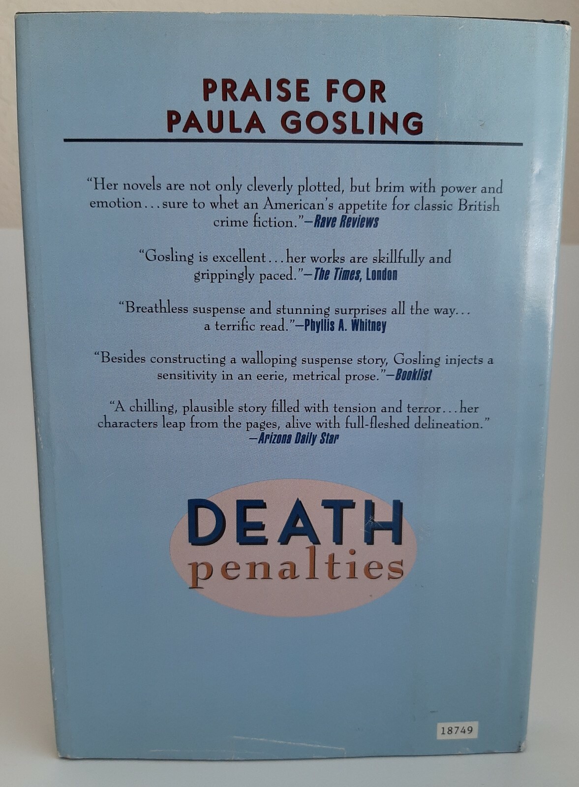 Death Penalties by Paula Gosling 1991 232 pages H/C D/J Very Good