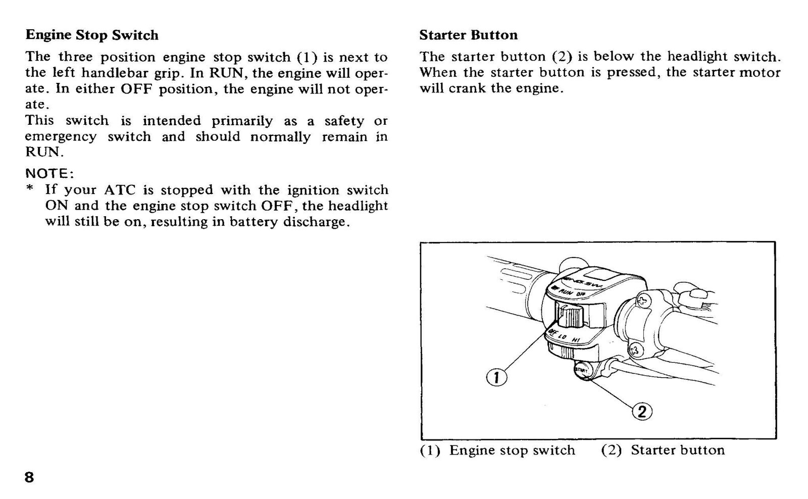 1985 Honda ATC125M Owner’s Manual 71 Pages