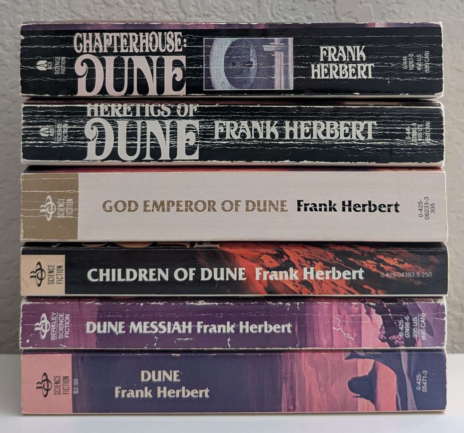 Frank Herbert = complete DUNE sextet = 6 vintage paperbacks 1970s
