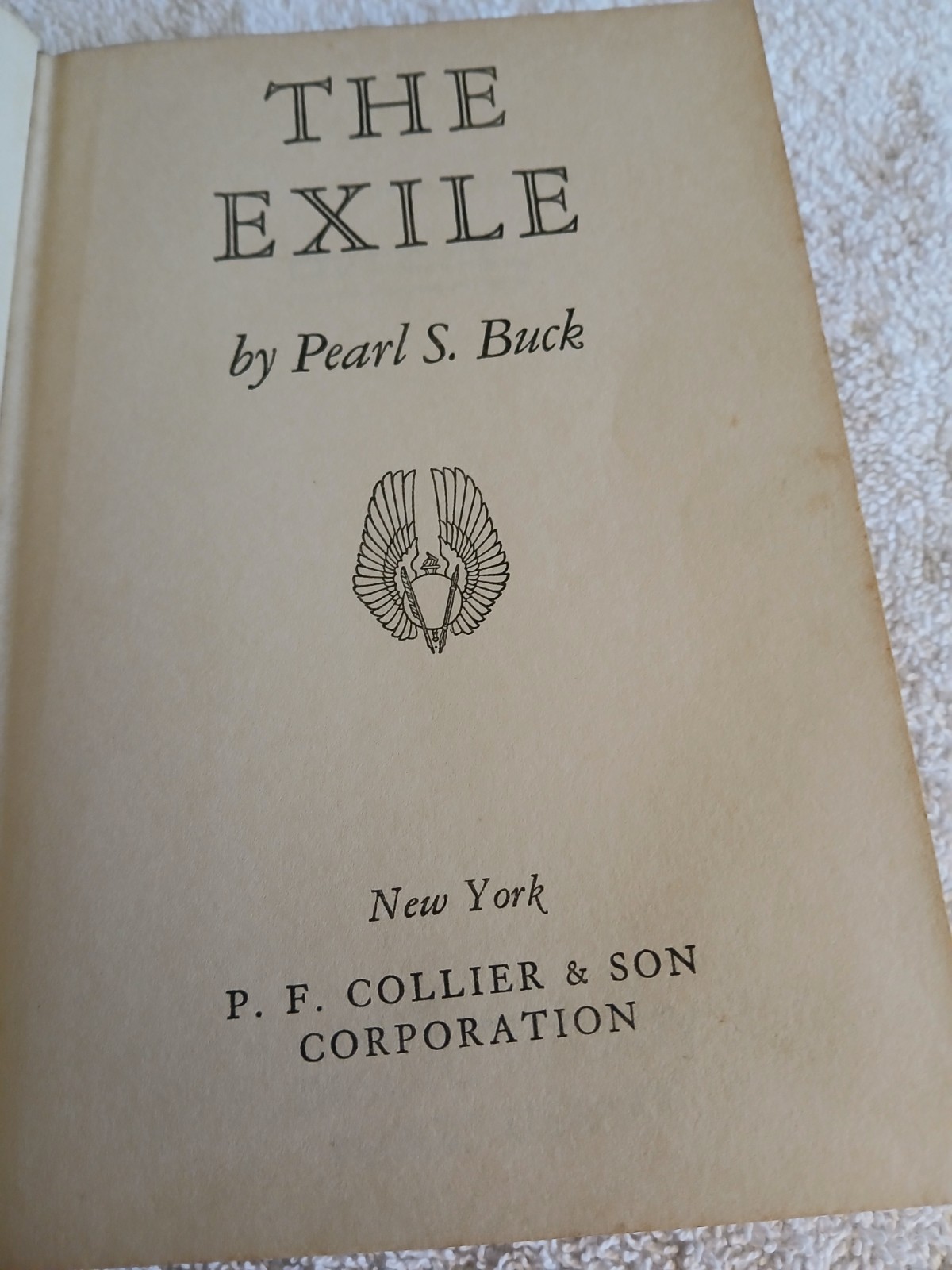 THE EXILE, by Pearl S. Buck, 1936 Hardcover, No Jacket, Estate Find