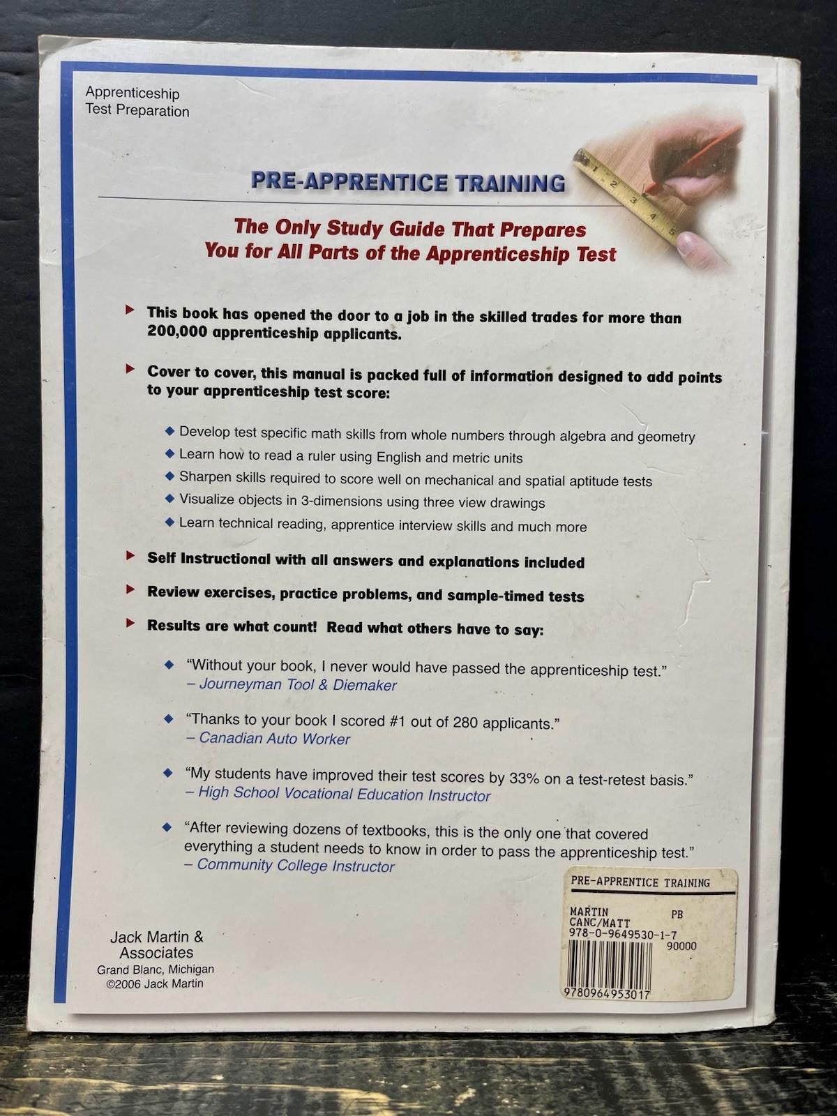 Pre-Apprentice Training Test Preparation Manual Skilled Trades 2013 Good A2