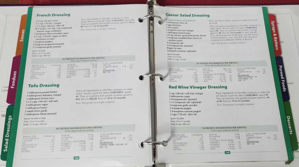 Vita-Mix XTN-208A 3-Ring Cookbook + Owner’s Manual Whole Foods Recipes 3 Ring HB