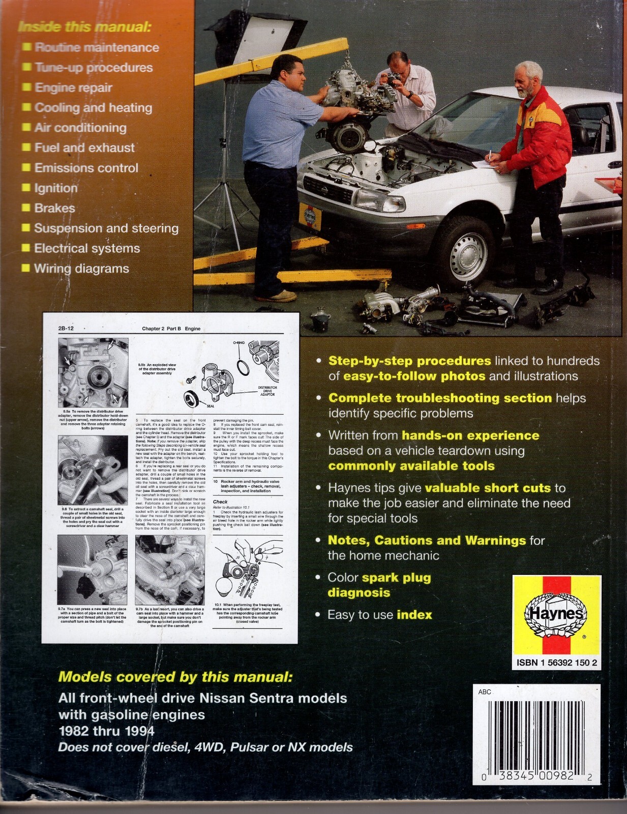 Haynes 1982-1994 Nissan Sentra Automotive Repair Manual 72050 MN1237
