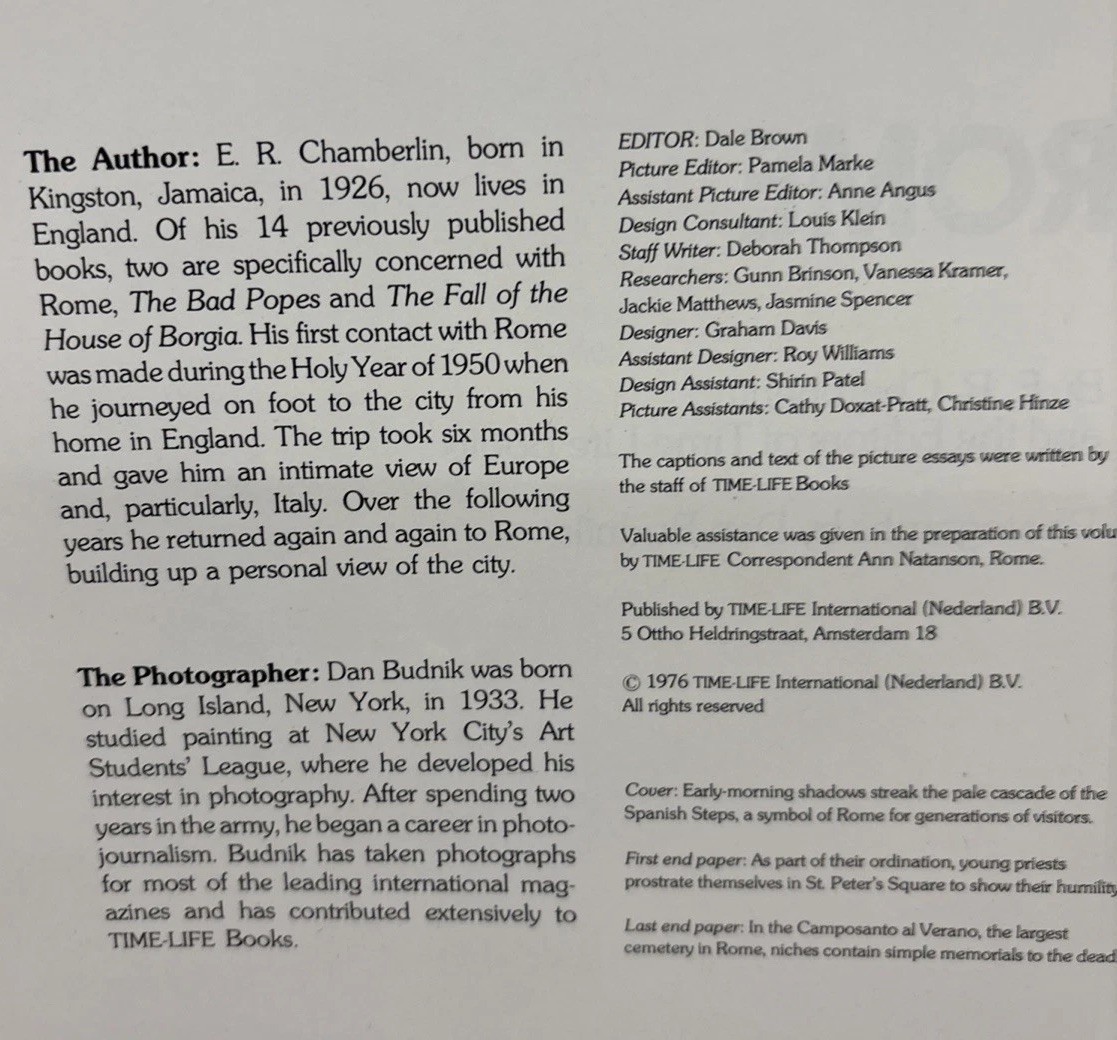 Time Life Books – The Great Cities: Rome, VTG 1976 Hardcover Book