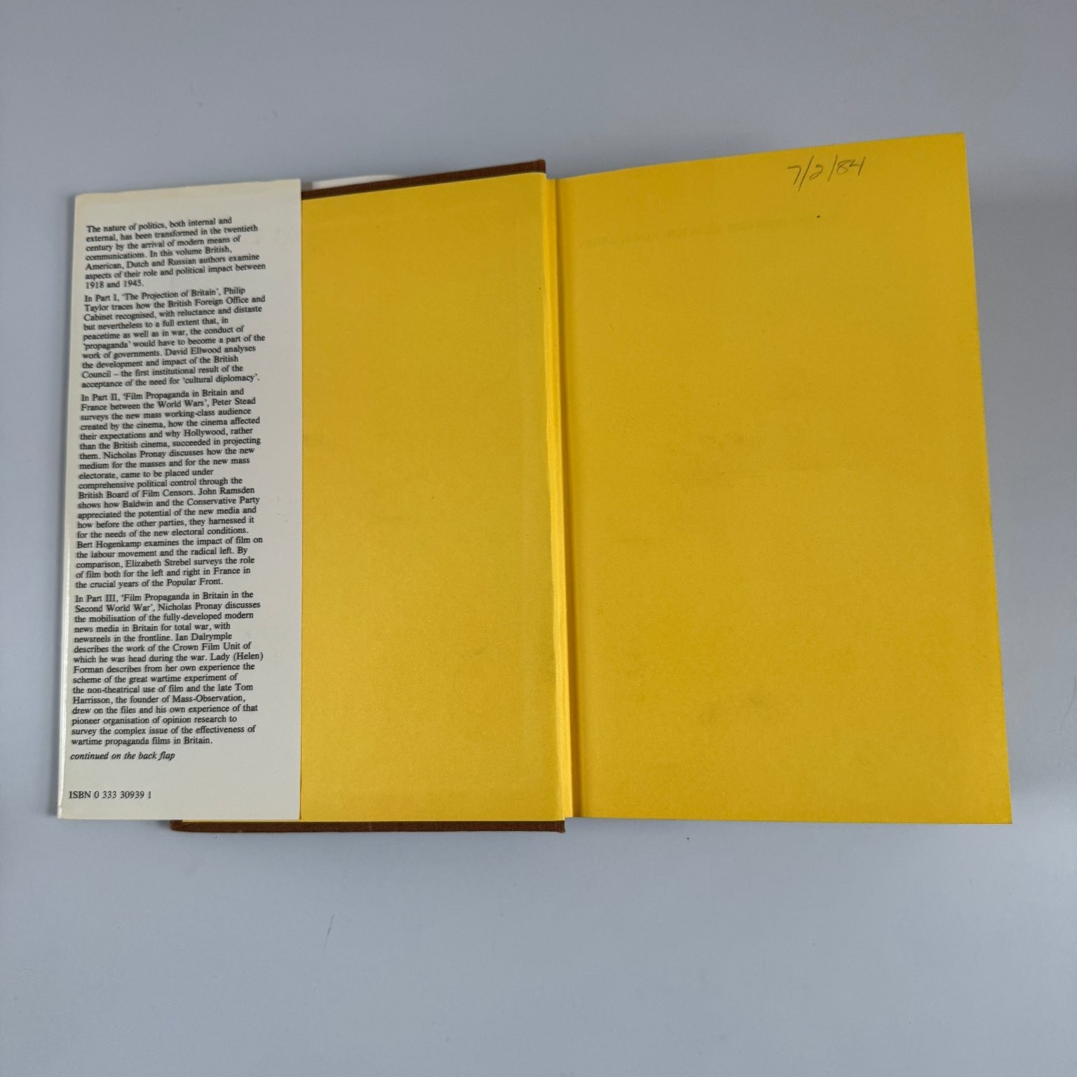 Propaganda Politics and Film 1918-45 Pronay Spring 1982 Hardcover Macmillan ARC