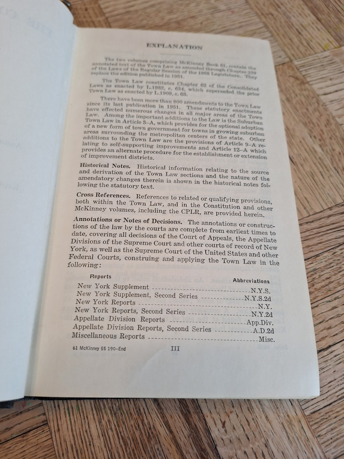 McKINNEY’S CONSOLIDATED LAWS OF NEW YORK ANNOTATED BOOK 61 TOWN LAW HARD COVER