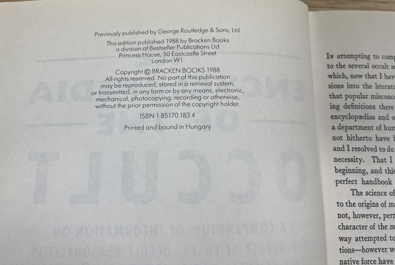 The Encyclopedia Of The Occult – Lewis Spence – Hardcover Book – 1988