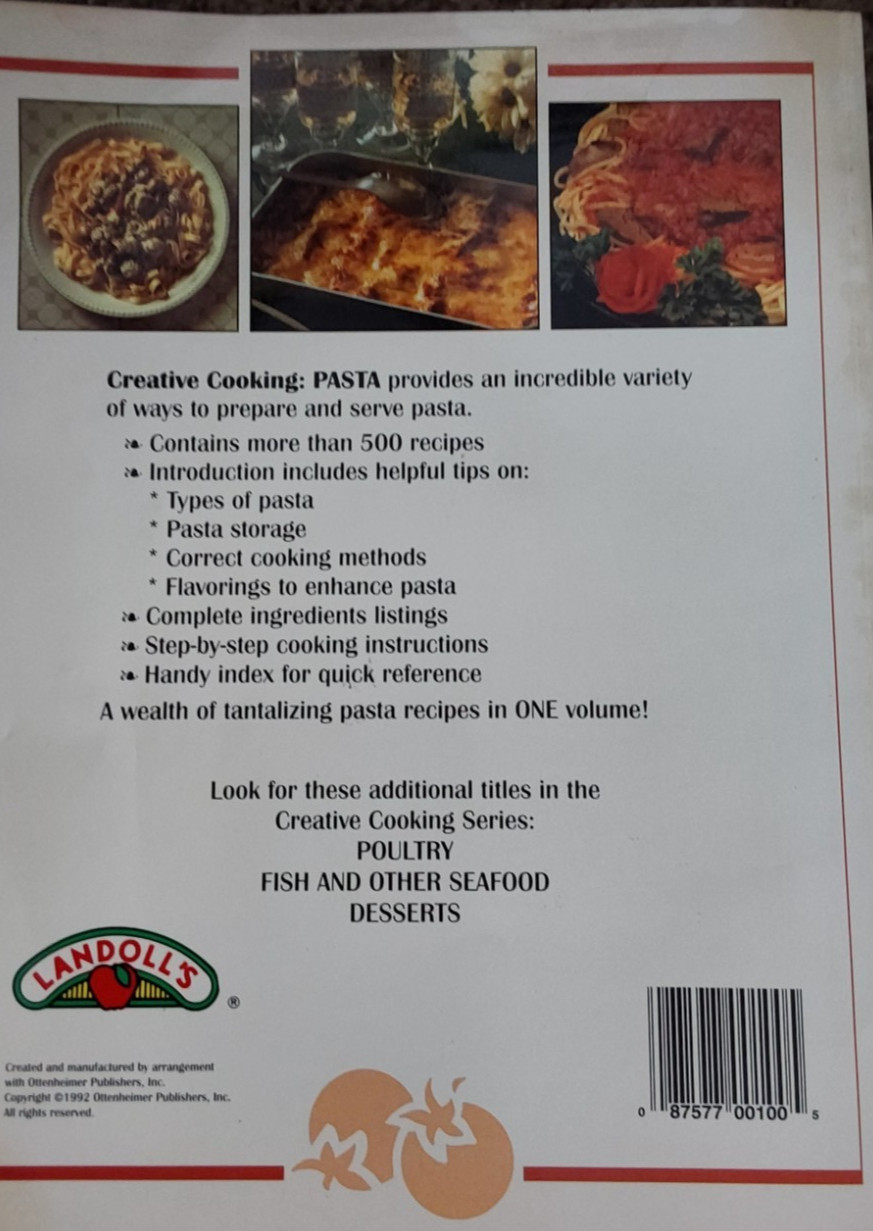 1993 SOFTCOVER BOOK CREATIE COOKING PASTA 124 PAGES BY MARION HOFFMAN