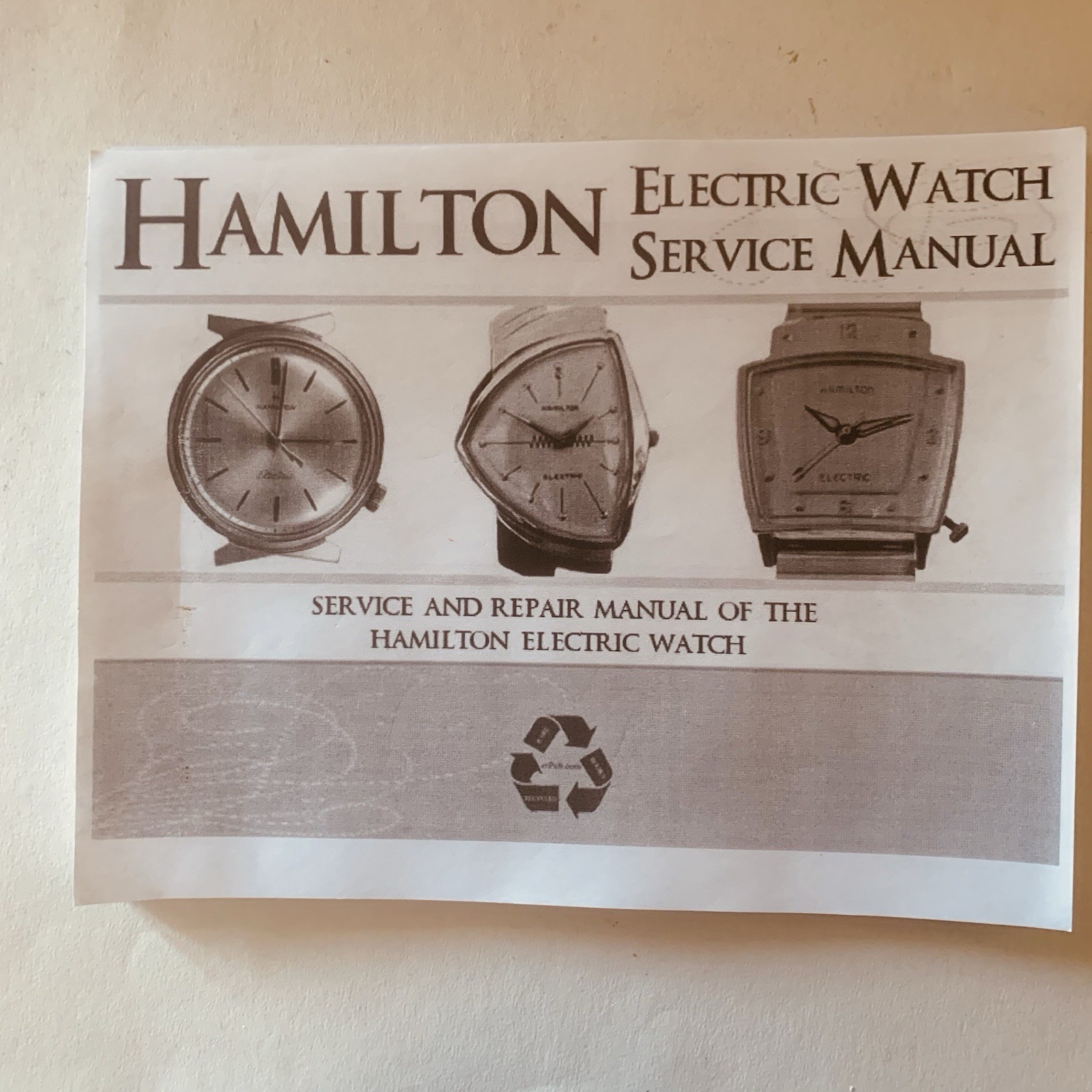 HAMILTON ELEWCTRIC WATCH SEWRVICE MANUAL