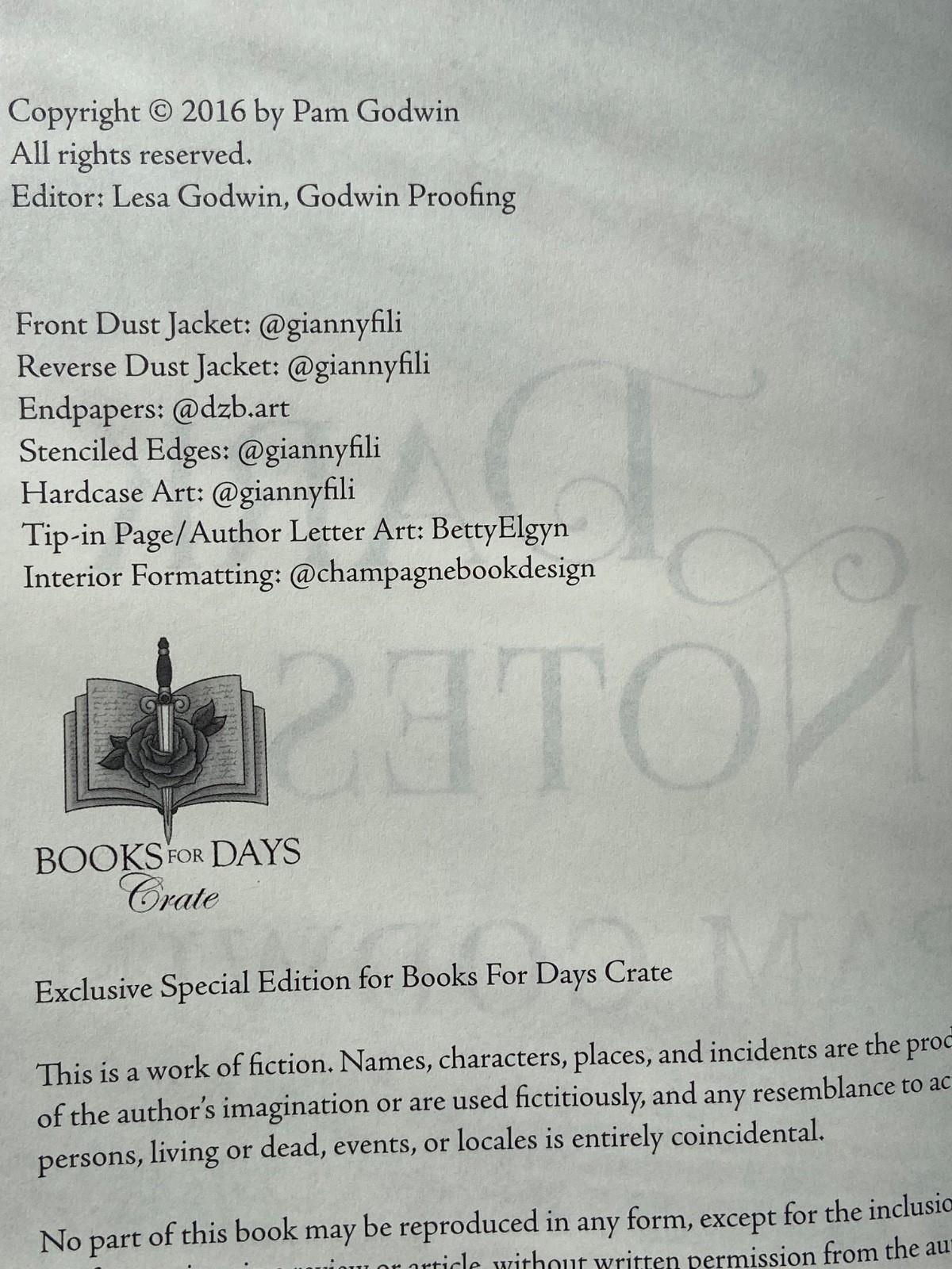 Dark Notes by Pam Godwin Books For Days Crate Edition