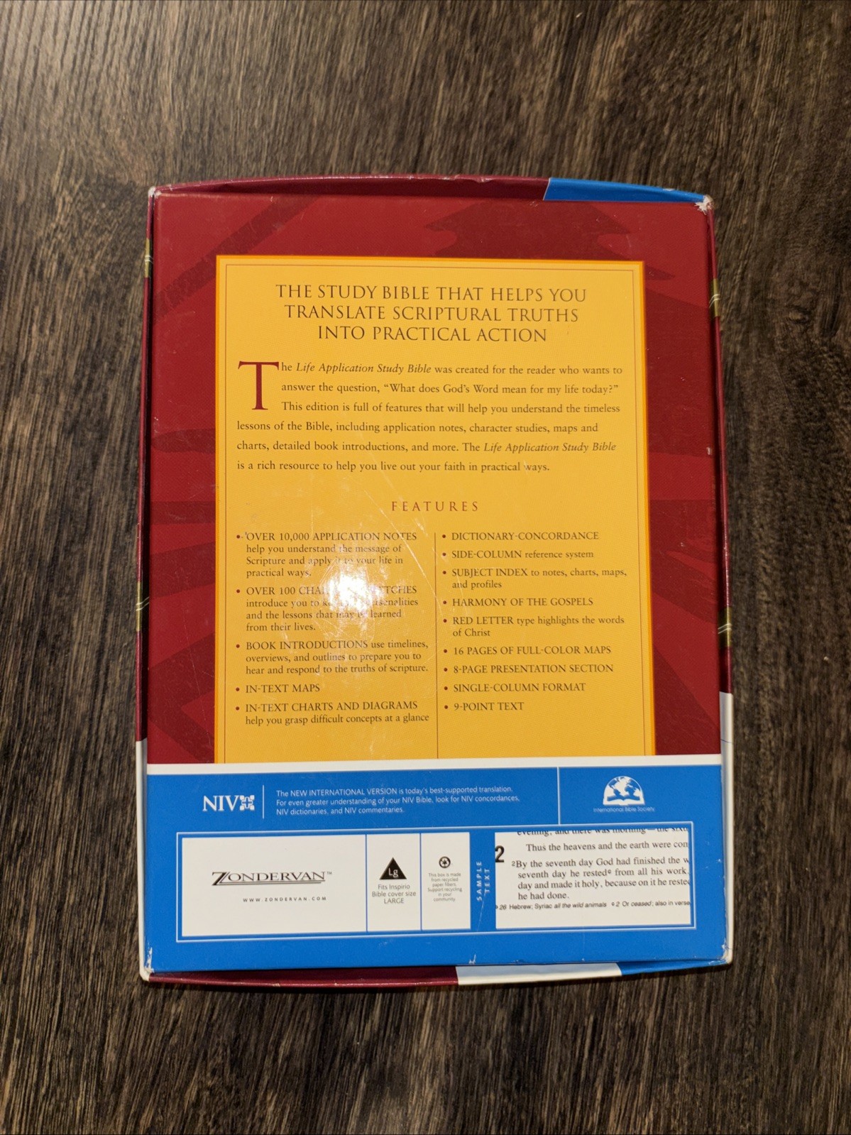 NIV Life Application Study Bible by Zondervan Staff (2004, Leather) Read Below