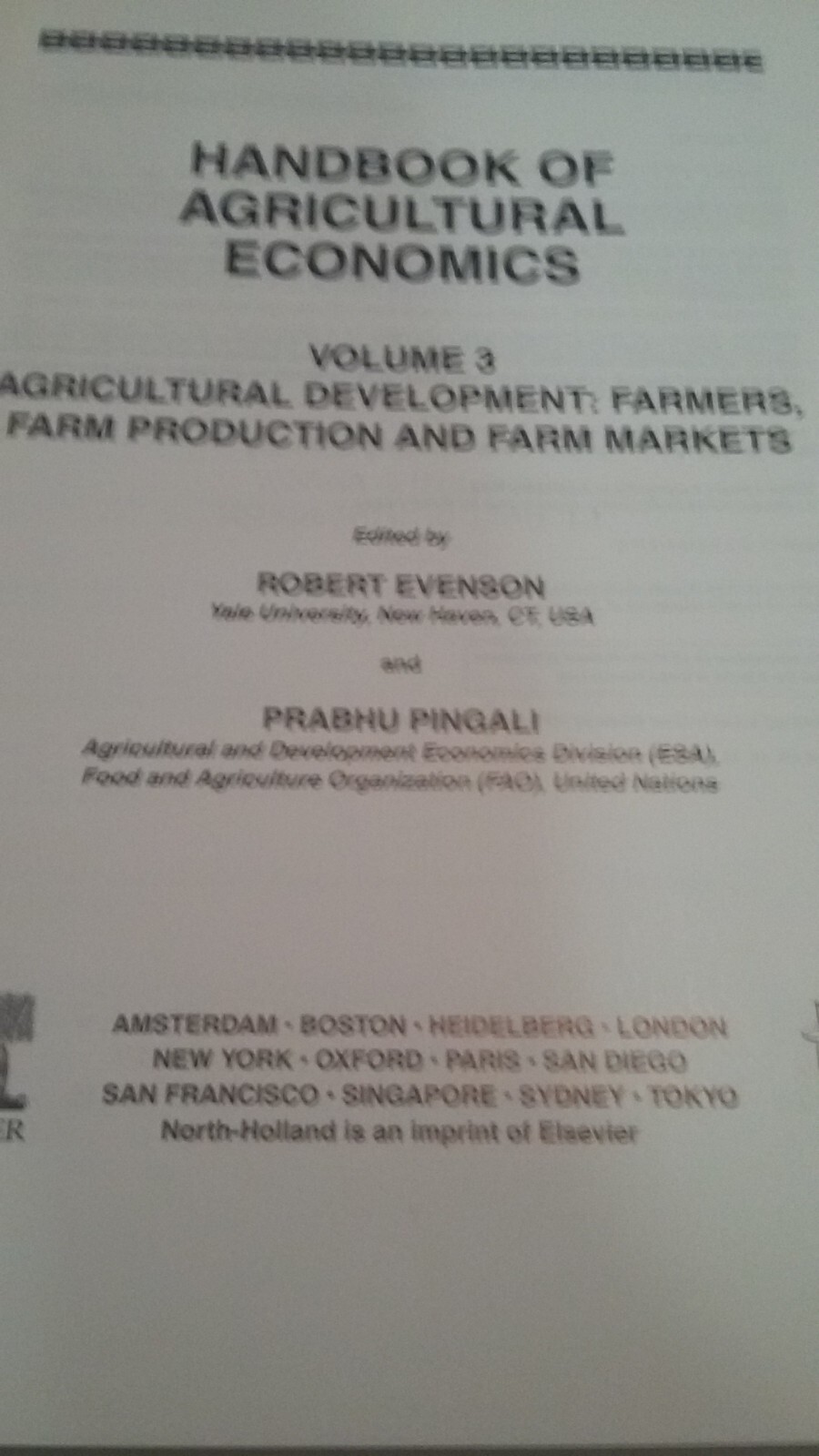 Handbook Of Agricultural Economics volume 3 book agricultural development