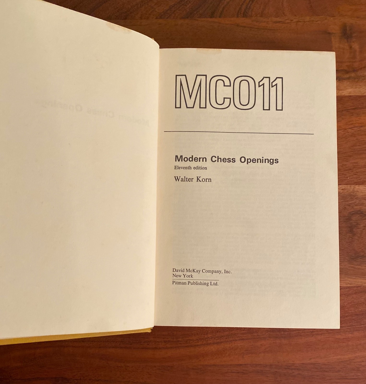 Modern Chess Openings: MCO-11 by Walter Korn 11th Edition – Hardcover