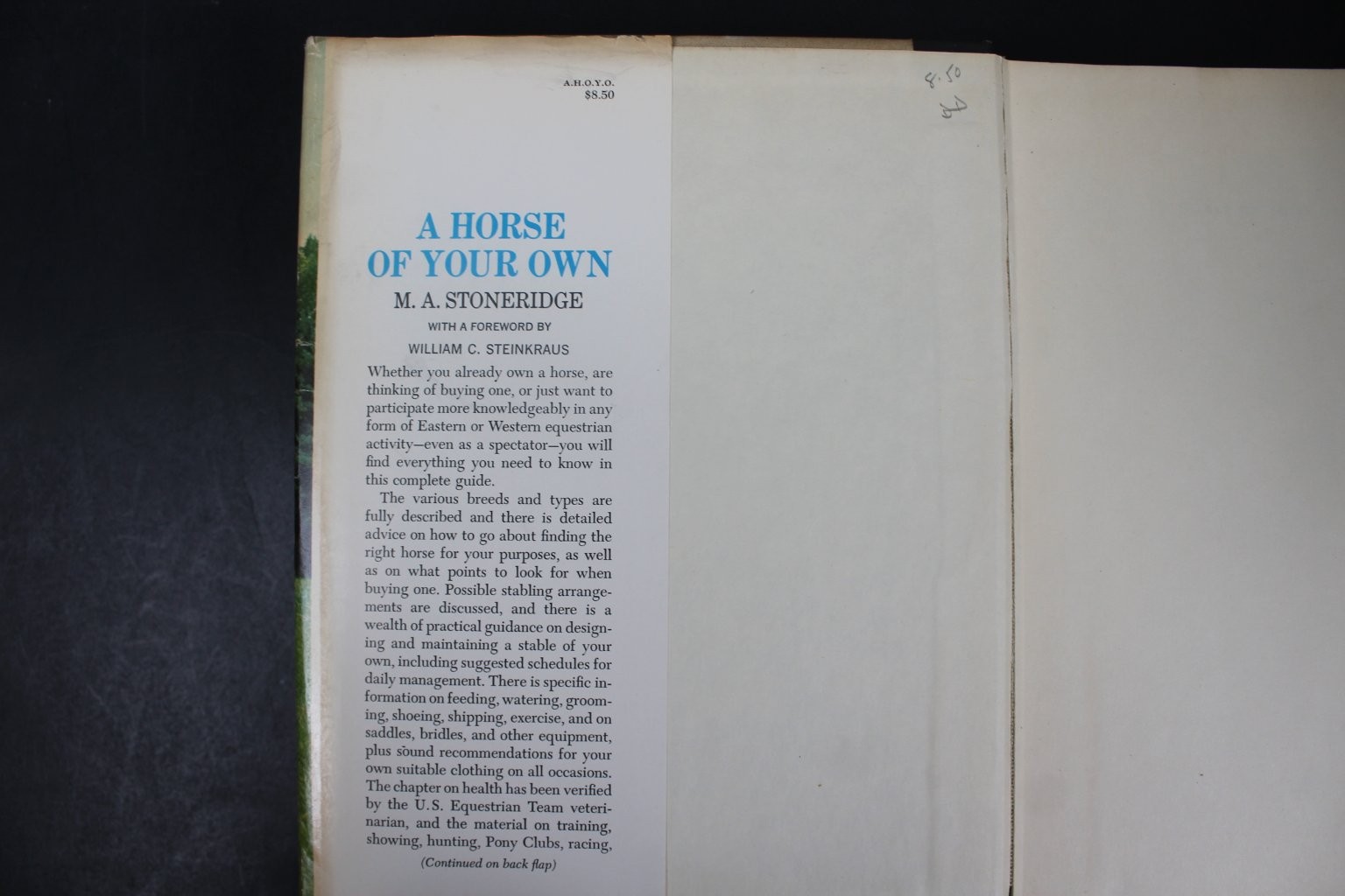 A Horse of Your Own Stoneridge 1963 First Edition Illustrated Equestrian HCDJ
