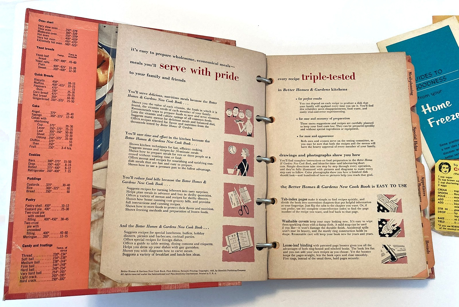 BETTER HOMES & GARDENS NEW COOKBOOK First Edition 1953 7th Printing 5 RingBinder
