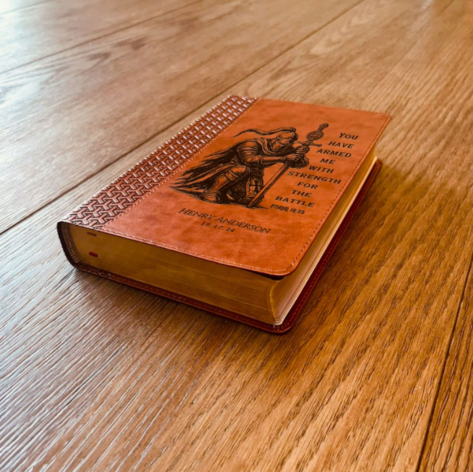 Personalized Bible for Men, KJV Study Bible, Engraved Name, Knight Warrior Gift