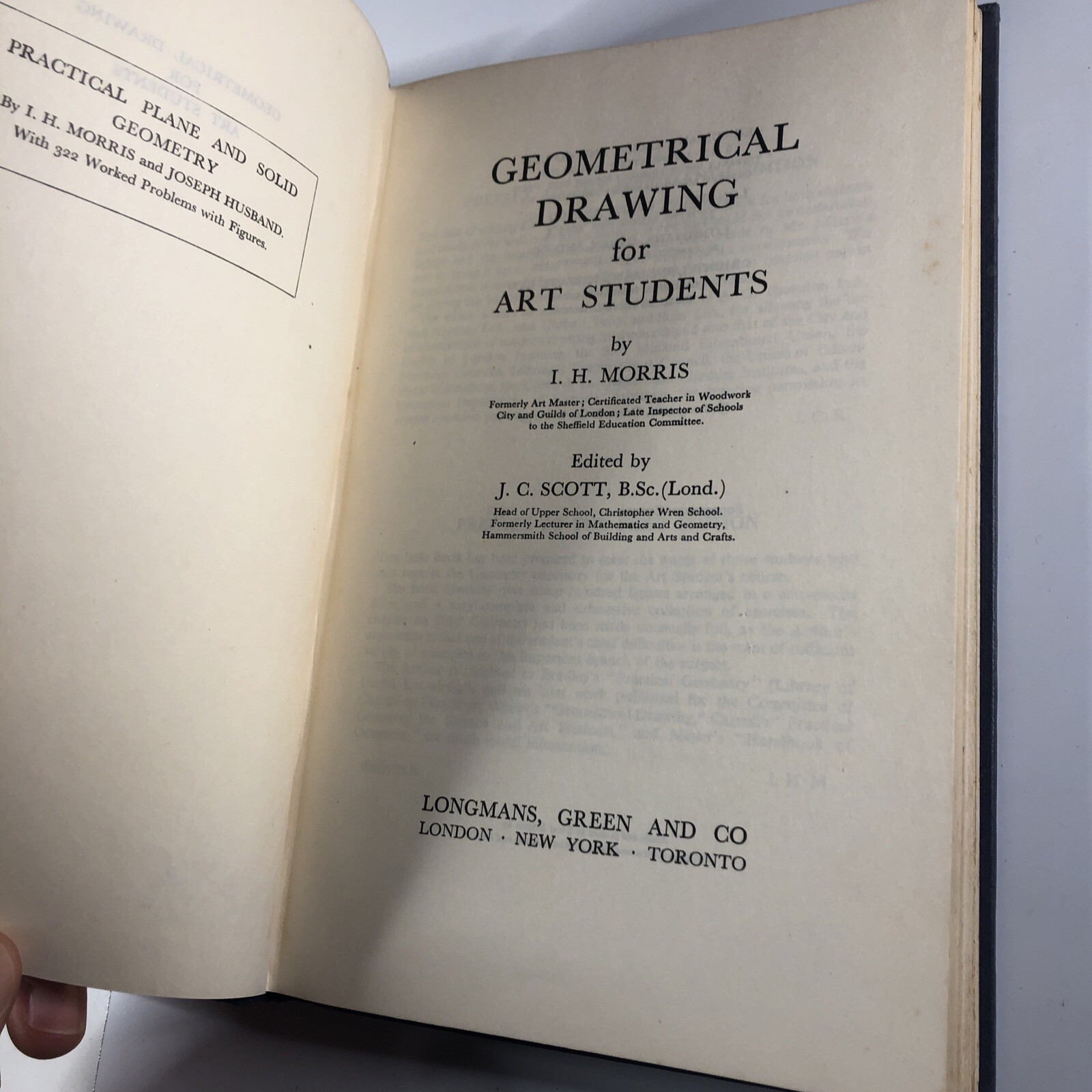 Geometrical Drawing for Art Students by I.H Morris Vintage Hardcover Design Book