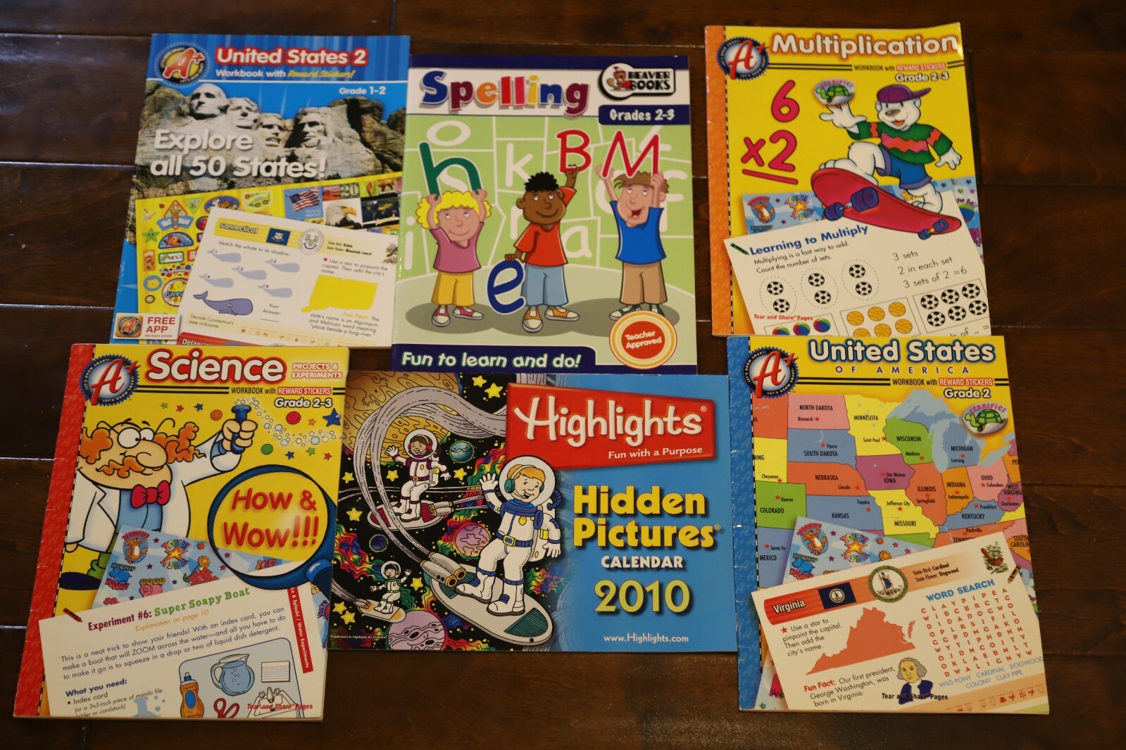 Lot of 28 Educational Kids Children Books Math Reading Spelling High Five States