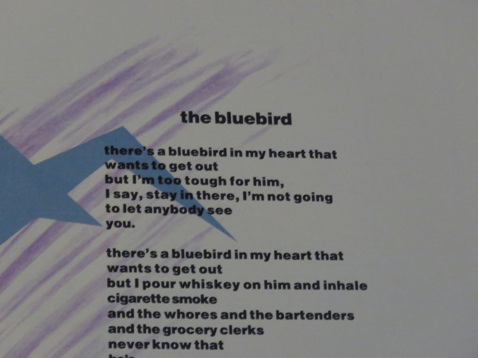 Black Sparrow – 1991 Charles Bukowski Bluebird broadside – Plus three