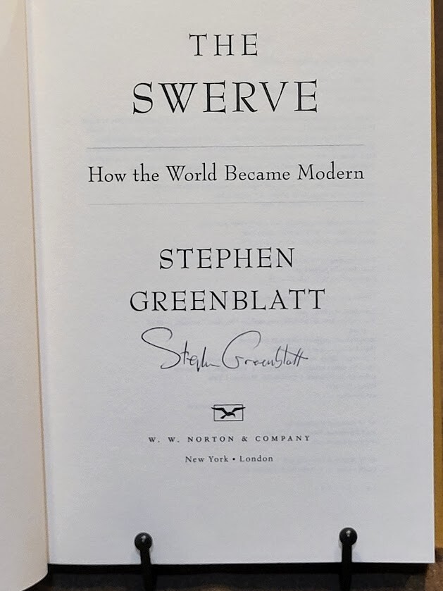 Stephen Greenblatt, The Swerve HC/DJ 2011 SIGNED Like New