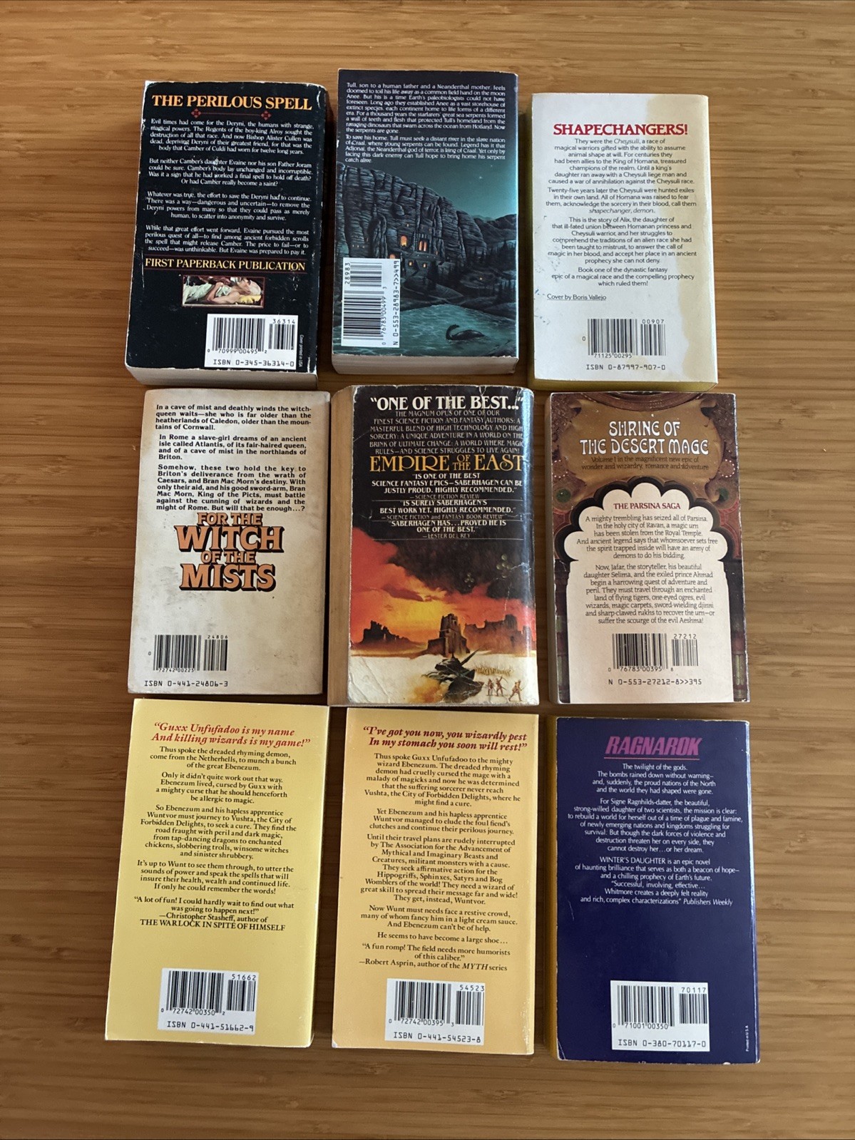 Lot of 9 Fantasy Assorted PB from the 1980s in GOOD condition Sci-Fi related EE
