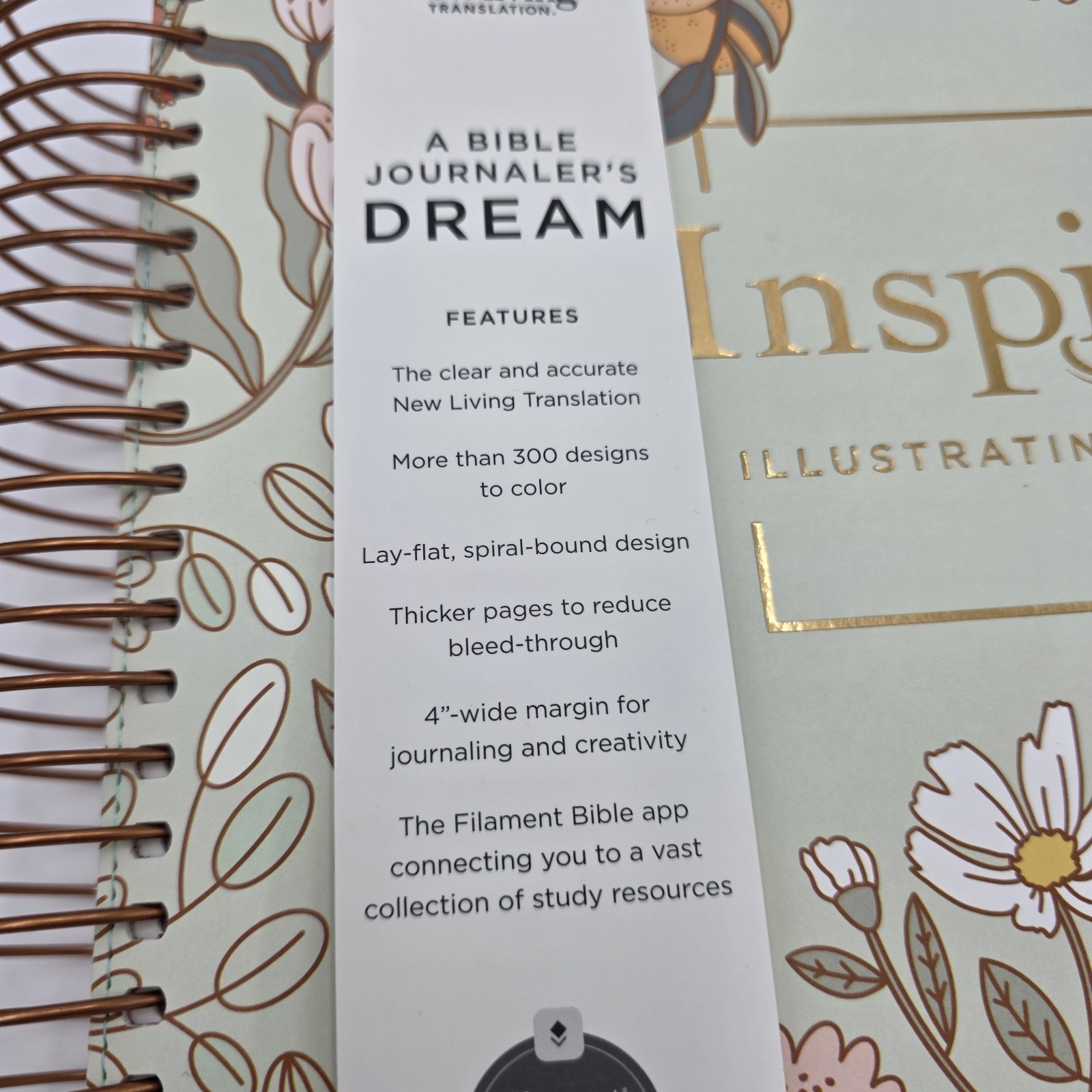 NLT Bible DaySpring Inspire Illustrating Bible With Filament App Spiral Bound