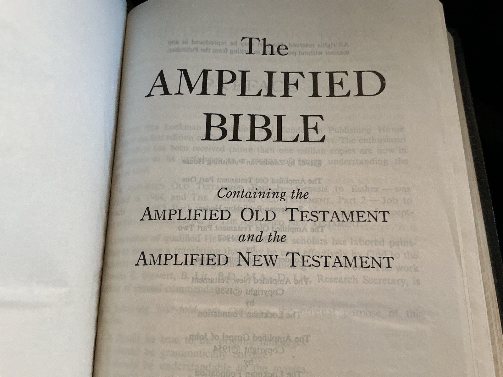 Amplified Bible Zondervan 1982 Bonded Leather Black Excellent UNREAD