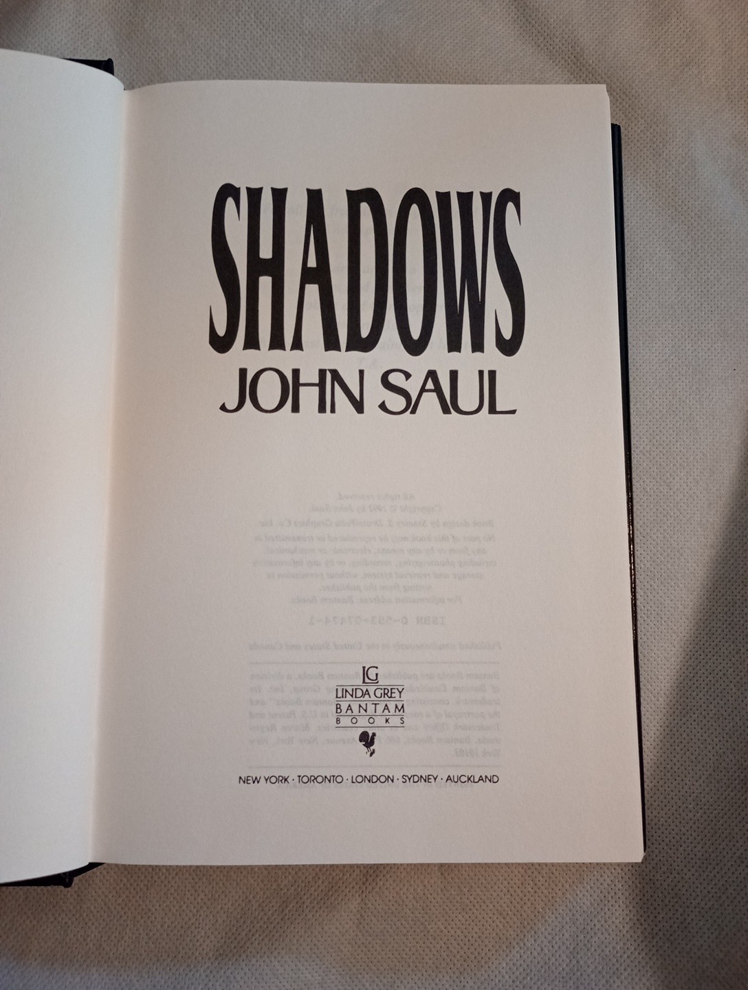 Shadows by John Saul (1992 Hardcover) Bantam Books Book Club Edition
