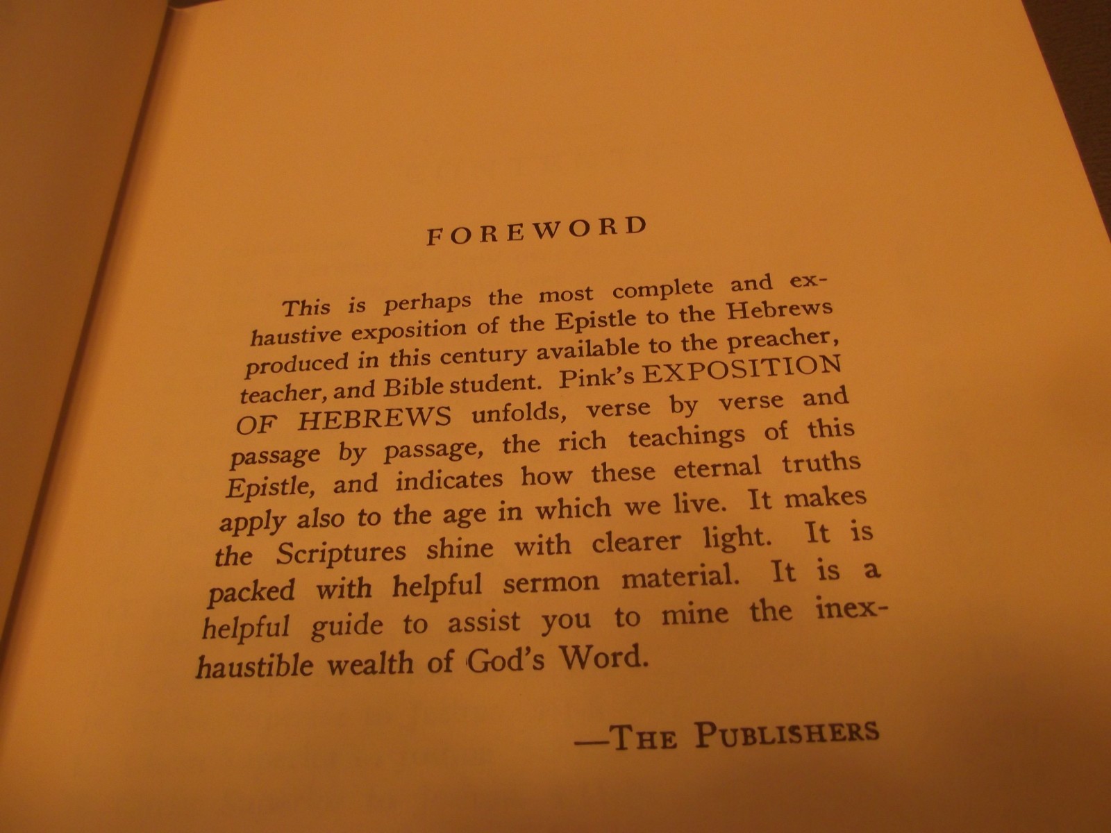 An Exposition of Hebrews 2 Volume Set Hardcover 1963 Arthur W. Pink