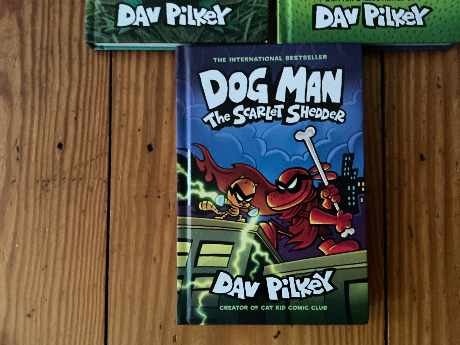 LOT OF 3 Books Dog Man: The Scarlet Shedder, Cat Kid Comic Club Dav Pilkey