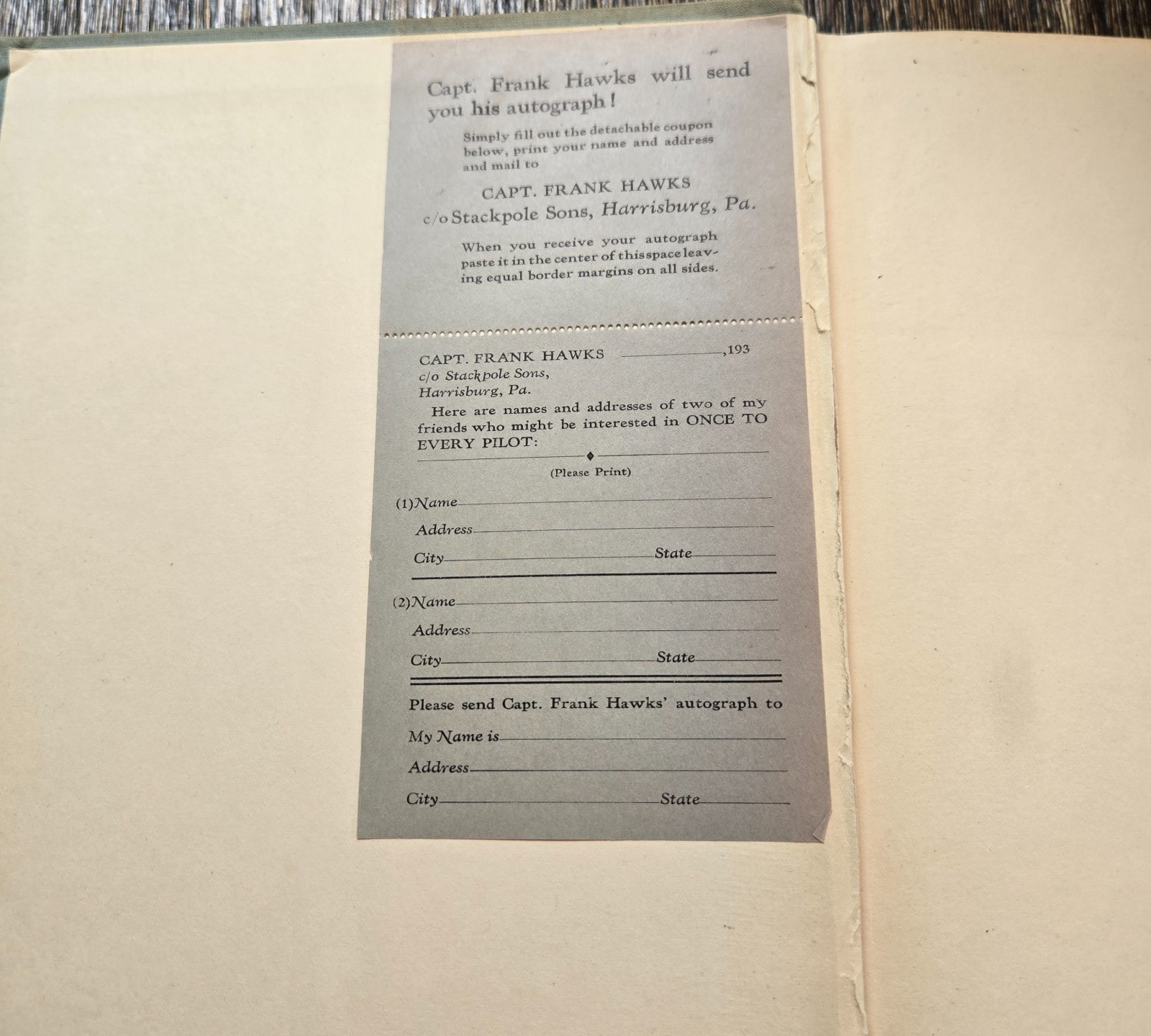 Once To Every Pilot By Captain Frank Hawks Hardcover Book 1936 2nd Printing