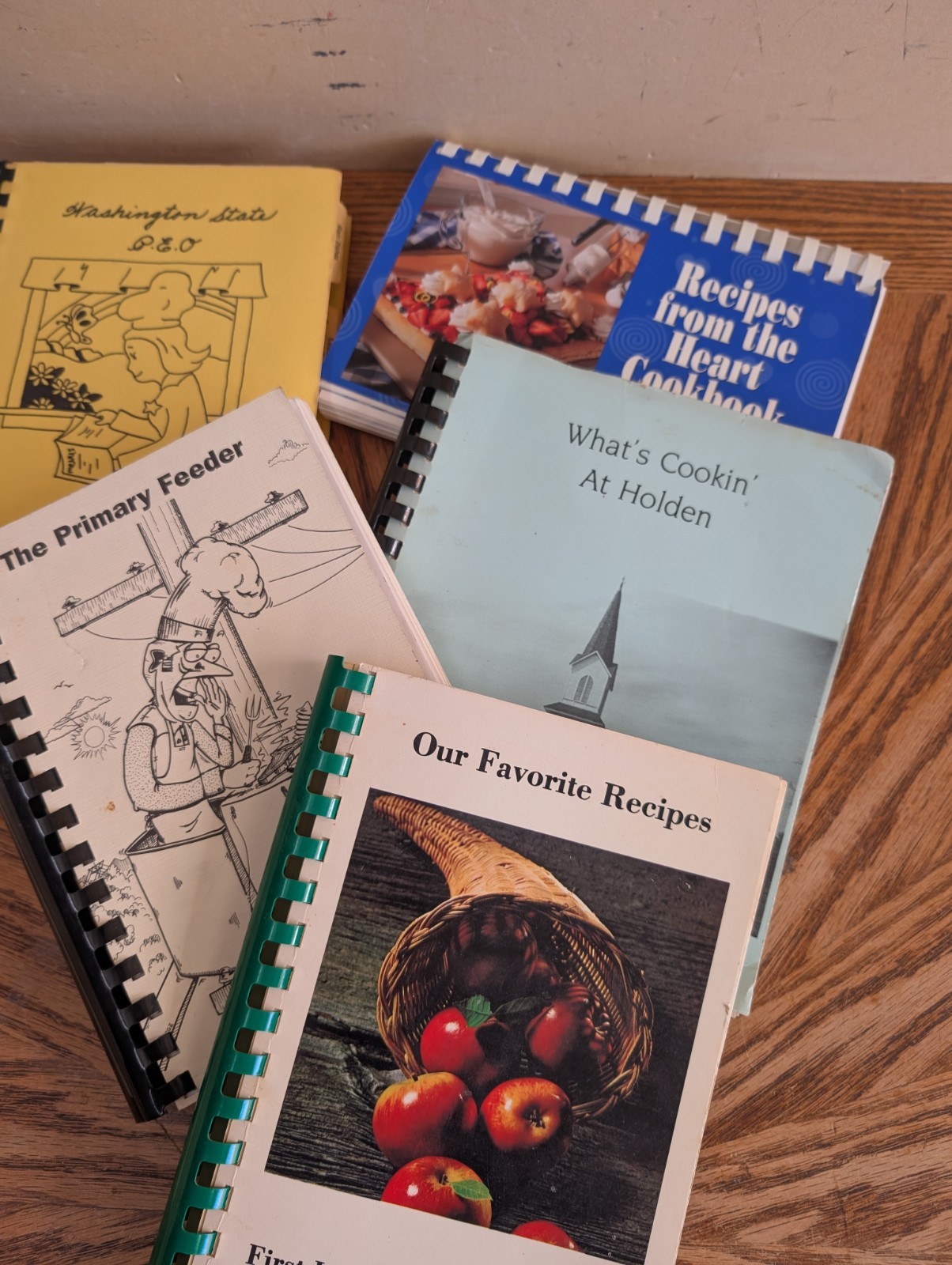LOT OF 5 COOKBOOKS – RANDOM Vintage, Spiral, Community, Church, Etc Cookbook Lot