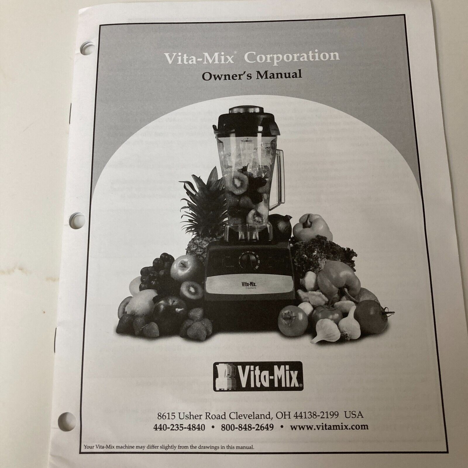 Vita-Mix Whole Foods Cookbook + Owner’s Manual + Starting Guide w/ Calories READ